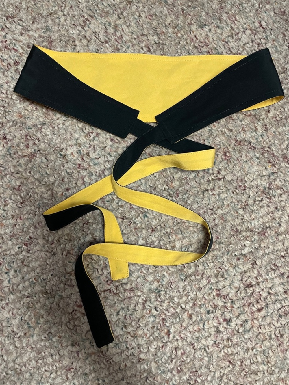 Vintage Yellow and Black fabric Wrap reversible Belt